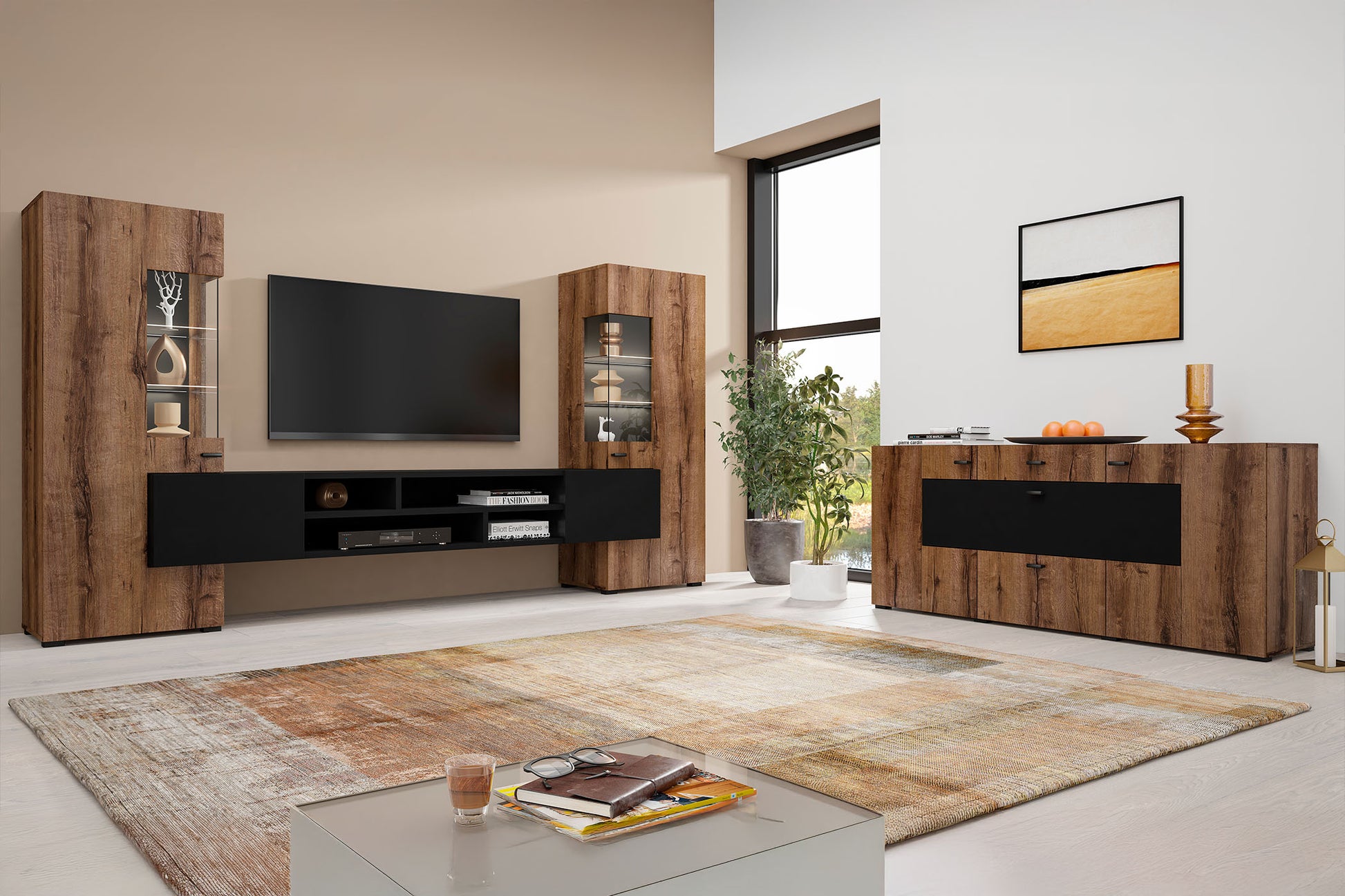 Kumode Cobas 165/39/71 cm melns oniks/Votan ozols - N1 Home