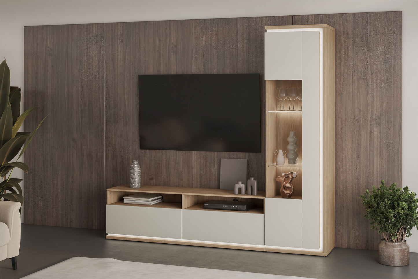 TV skapis Dors 160/46/41 cm eļļos ozols/kašmirs