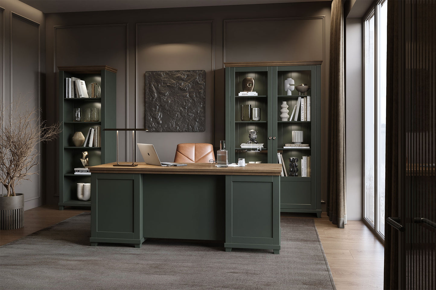 Rakstāmgalds Evtar 180/70/77 cm zaļs/Lefkas ozolkoka lamināts