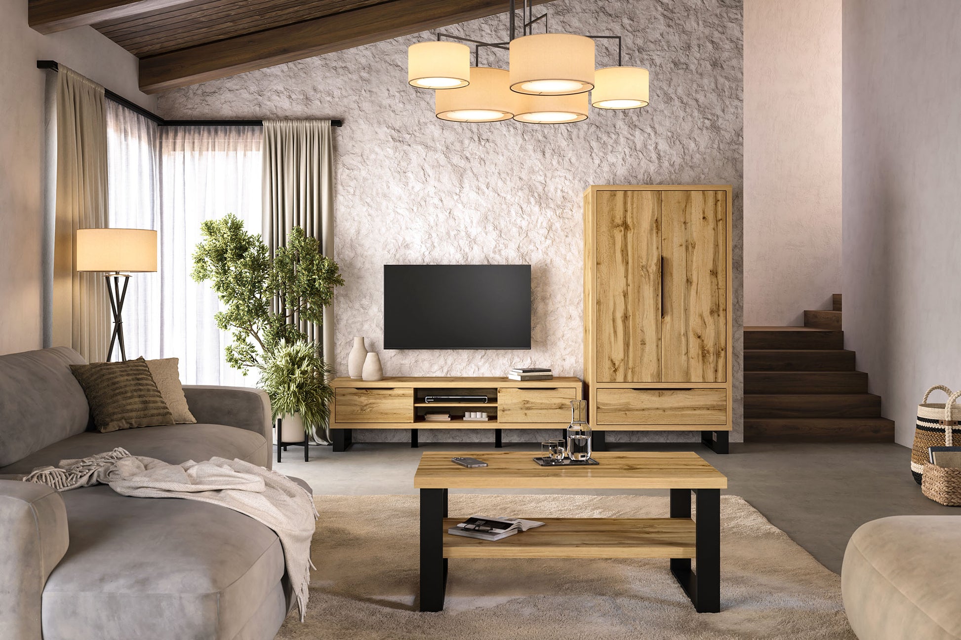 Kumode Hallis 144/83/45 cm Votan ozols - N1 Home