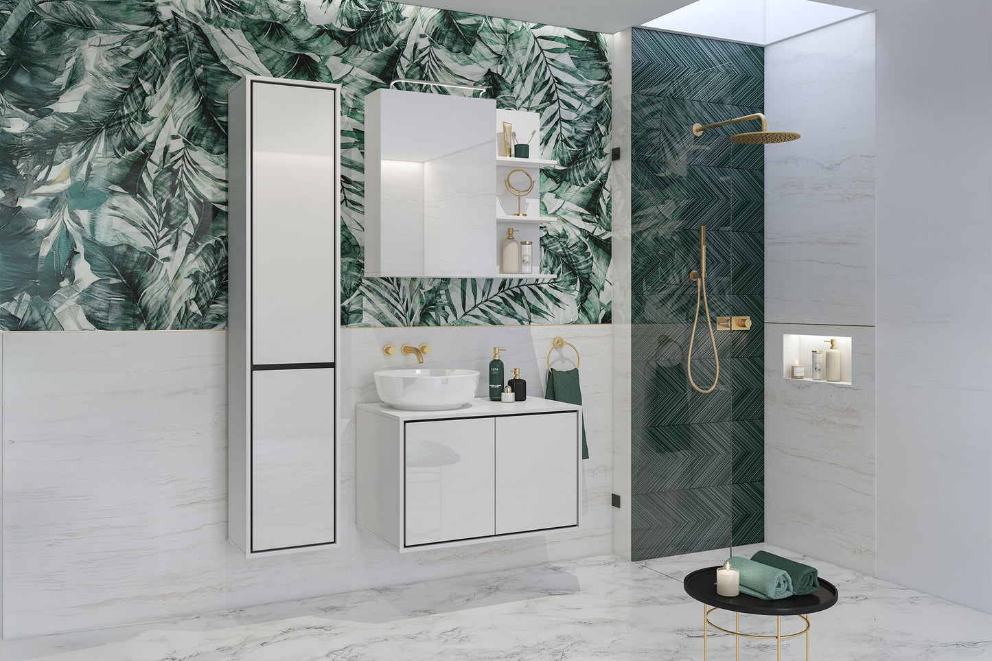 Skapis Iriva 78/48/51 cm balts/melns