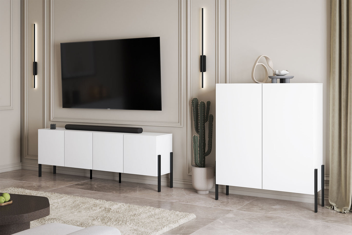 Kumode Jukka 94/150/50 cm balts - N1 Home