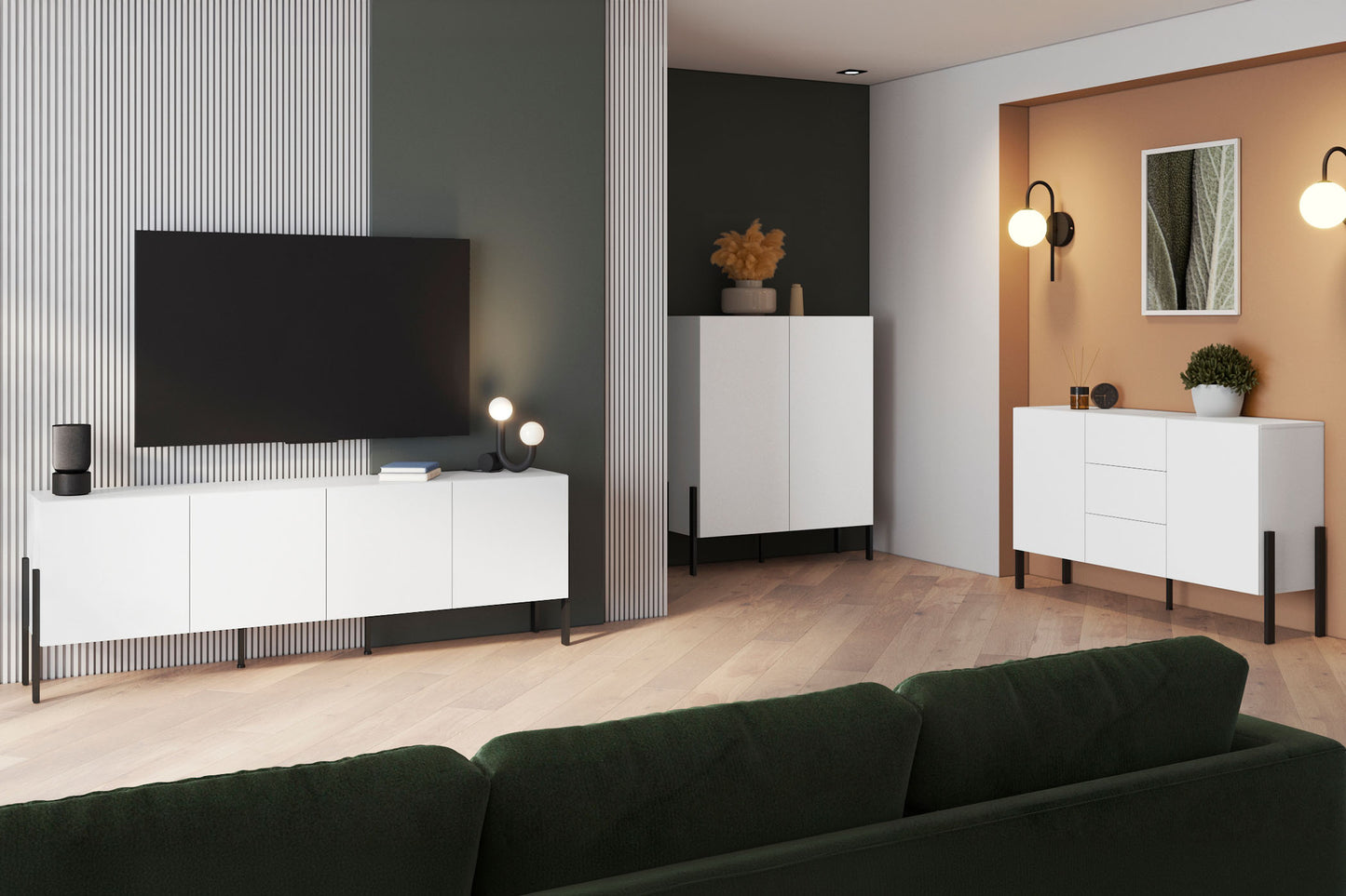 Kumode Jukka 114/135/40 cm balts - N1 Home