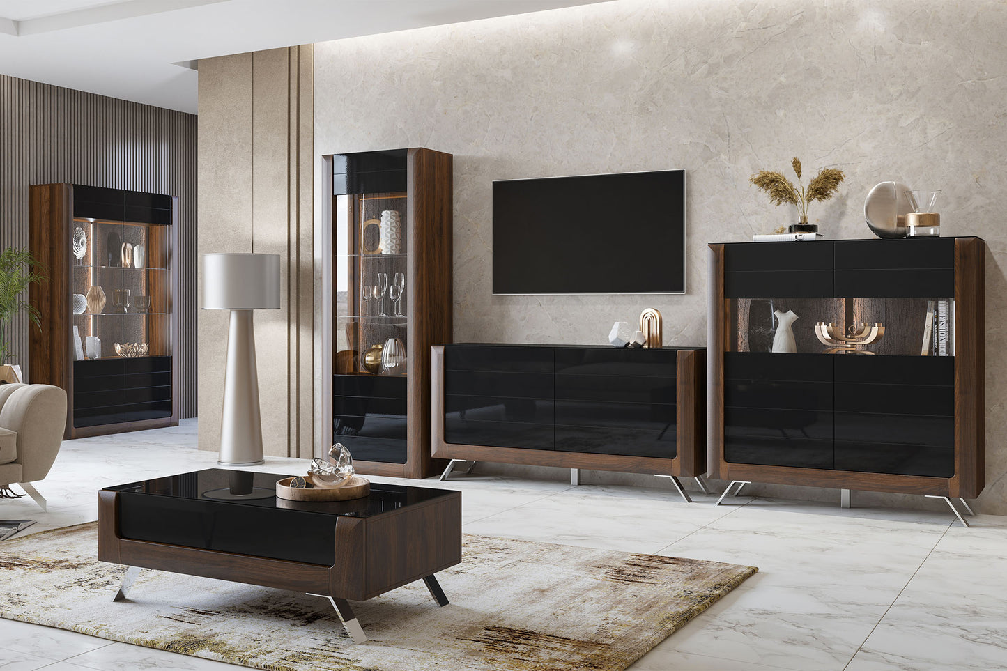 Kumode Kavasari 199/44/81 cm Kolumbijas valrieksts/melns - N1 Home