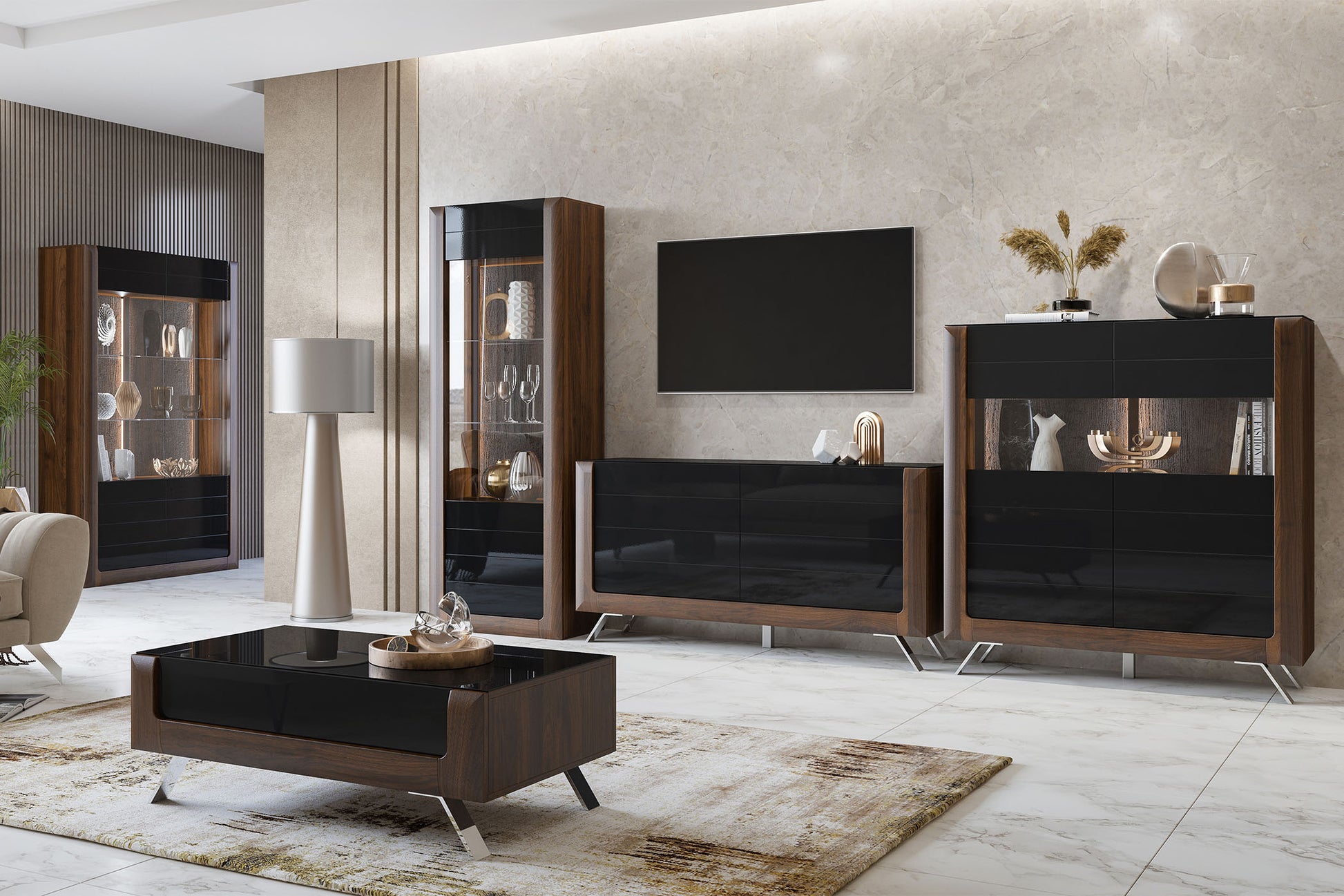 Kumode Kavasari 128/44/137 cm  Kolumbijas valrieksts/melns - N1 Home