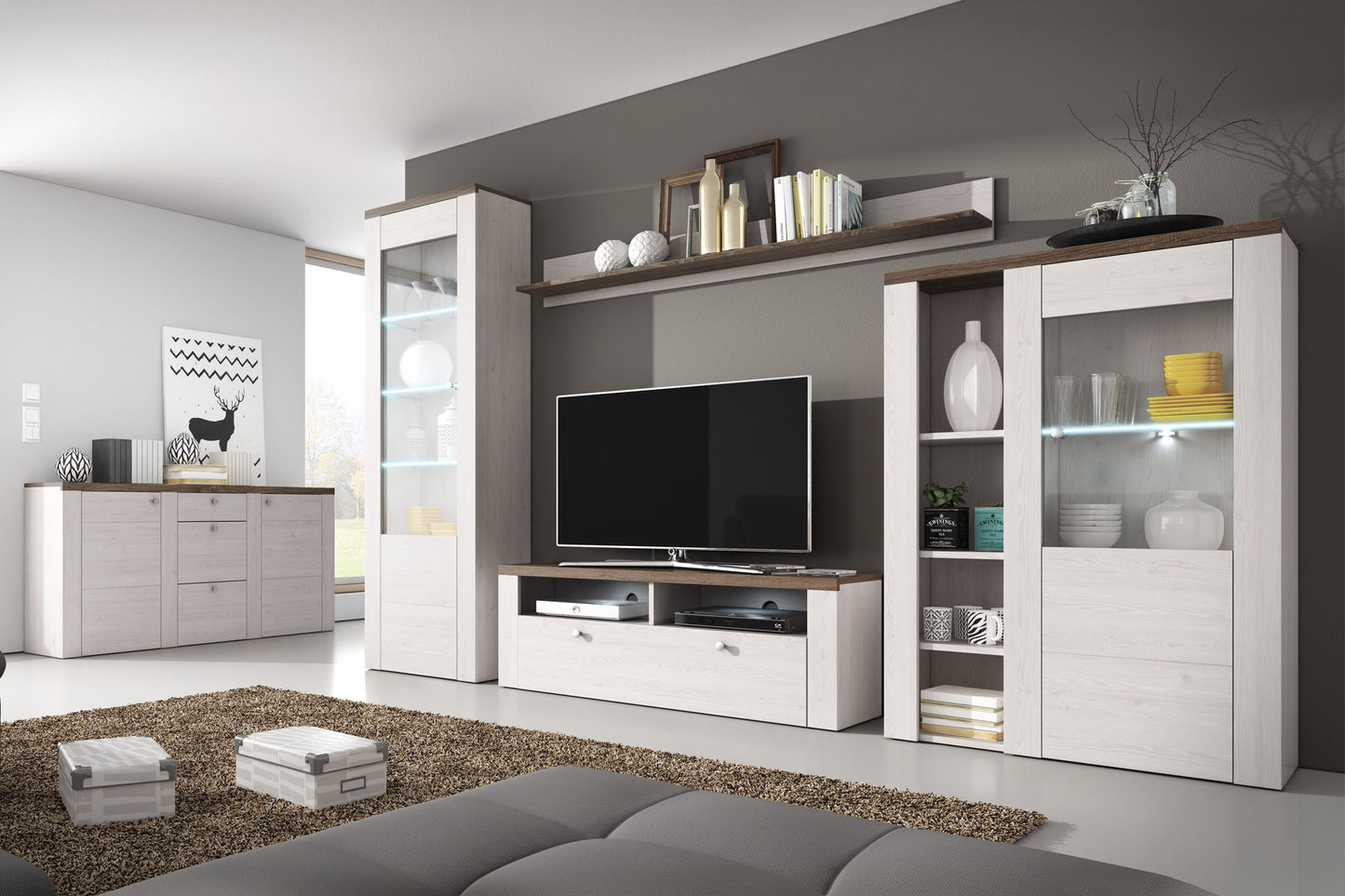 Kumode Laroš 155/130/37 cm sonoma trifele/Sibiu lapegle - N1 Home