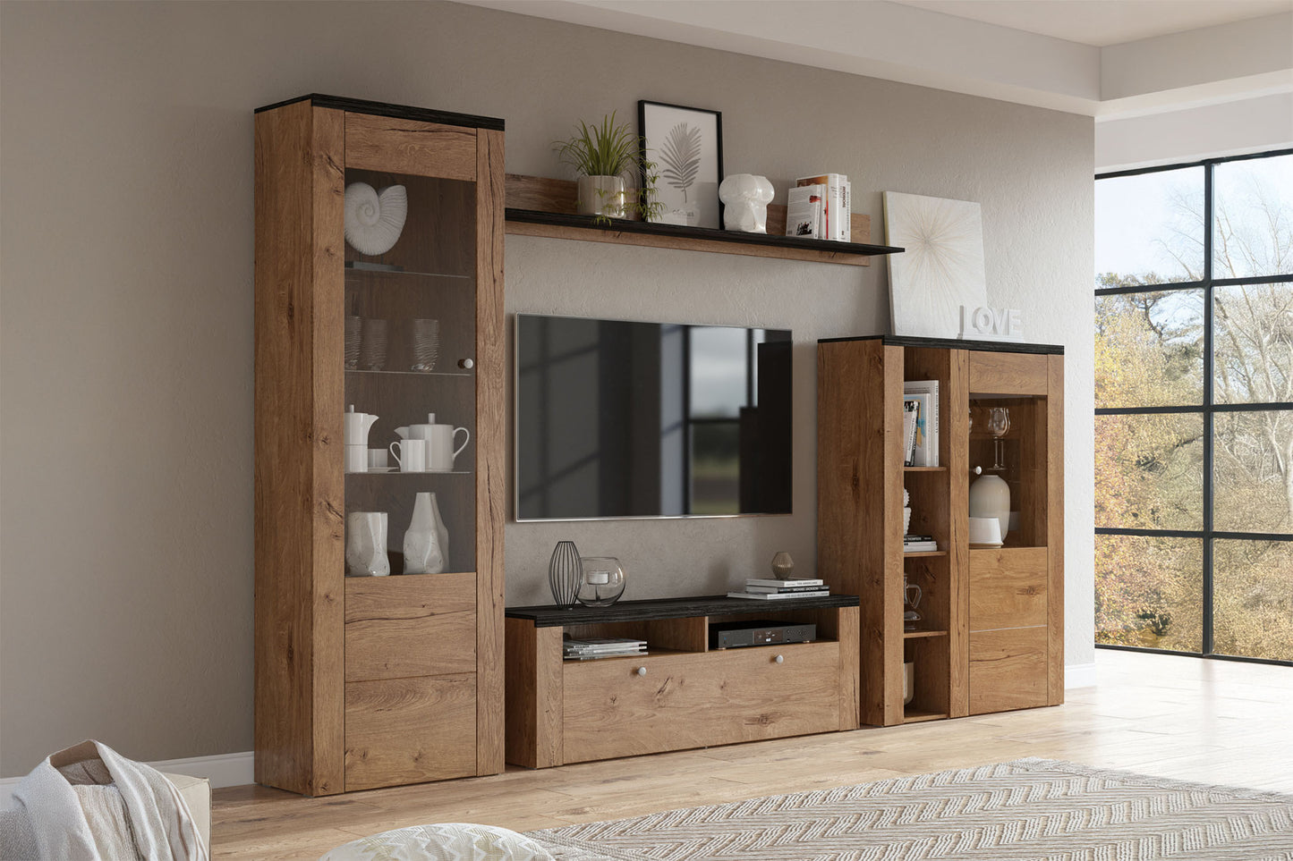 Skapis Laroš 100/37/145 cm Lefkas ozols/pieskārienkoks