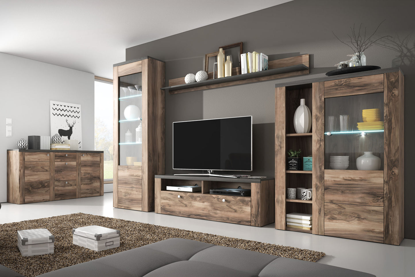 TV skapis Laroš 140/37/49 cm touchwood/satīna nusbaum