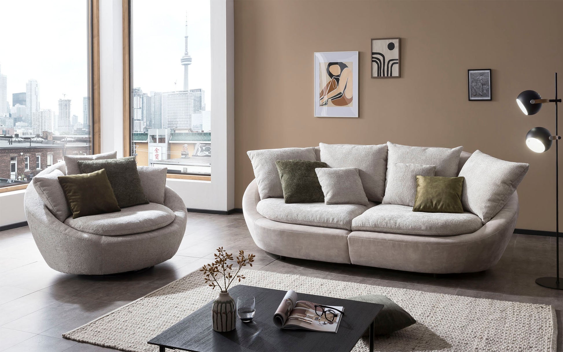 Dīvāns Majo 237;280/87/131 cm gaiši bēšs - N1 Home