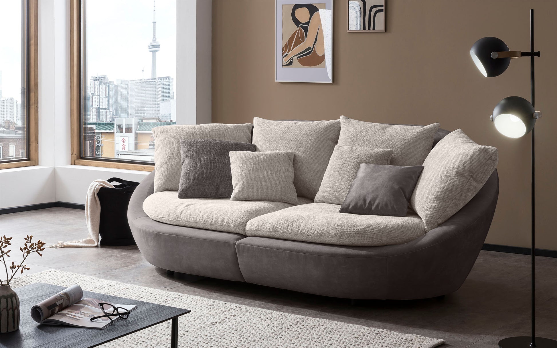 Dīvāns Majo 237;280/87/131 cm gaiši bēšs - N1 Home