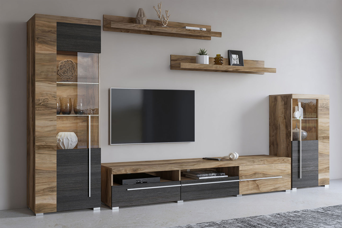 Sienas bloks Rogos 370/160/40 cm touchwood/satīna nusbaum