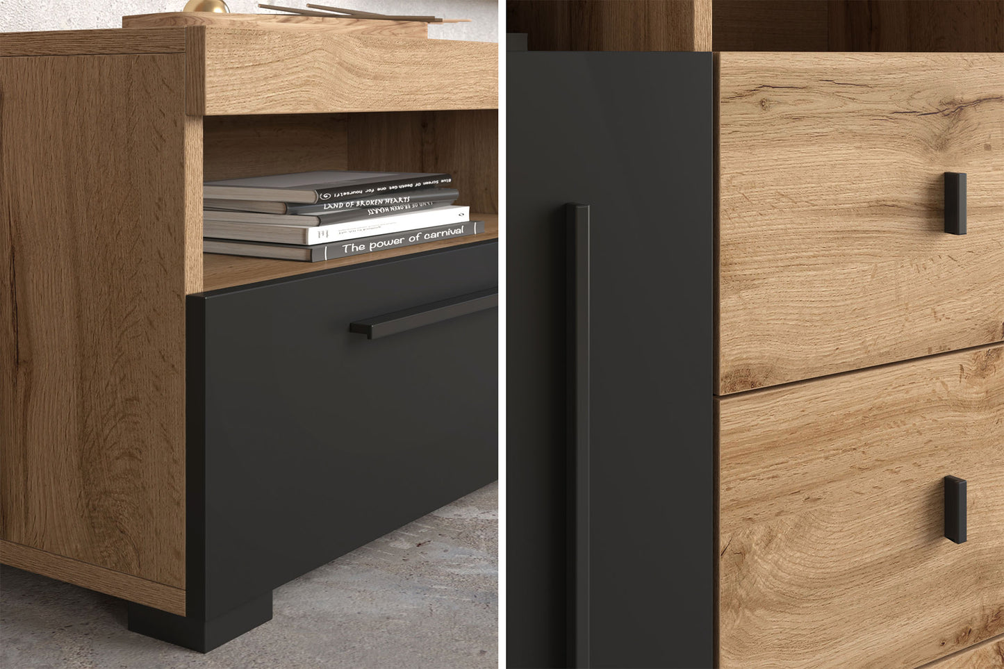 Sienas bloks Rogos 370/160/40 cm touchwood/satīna nusbaum