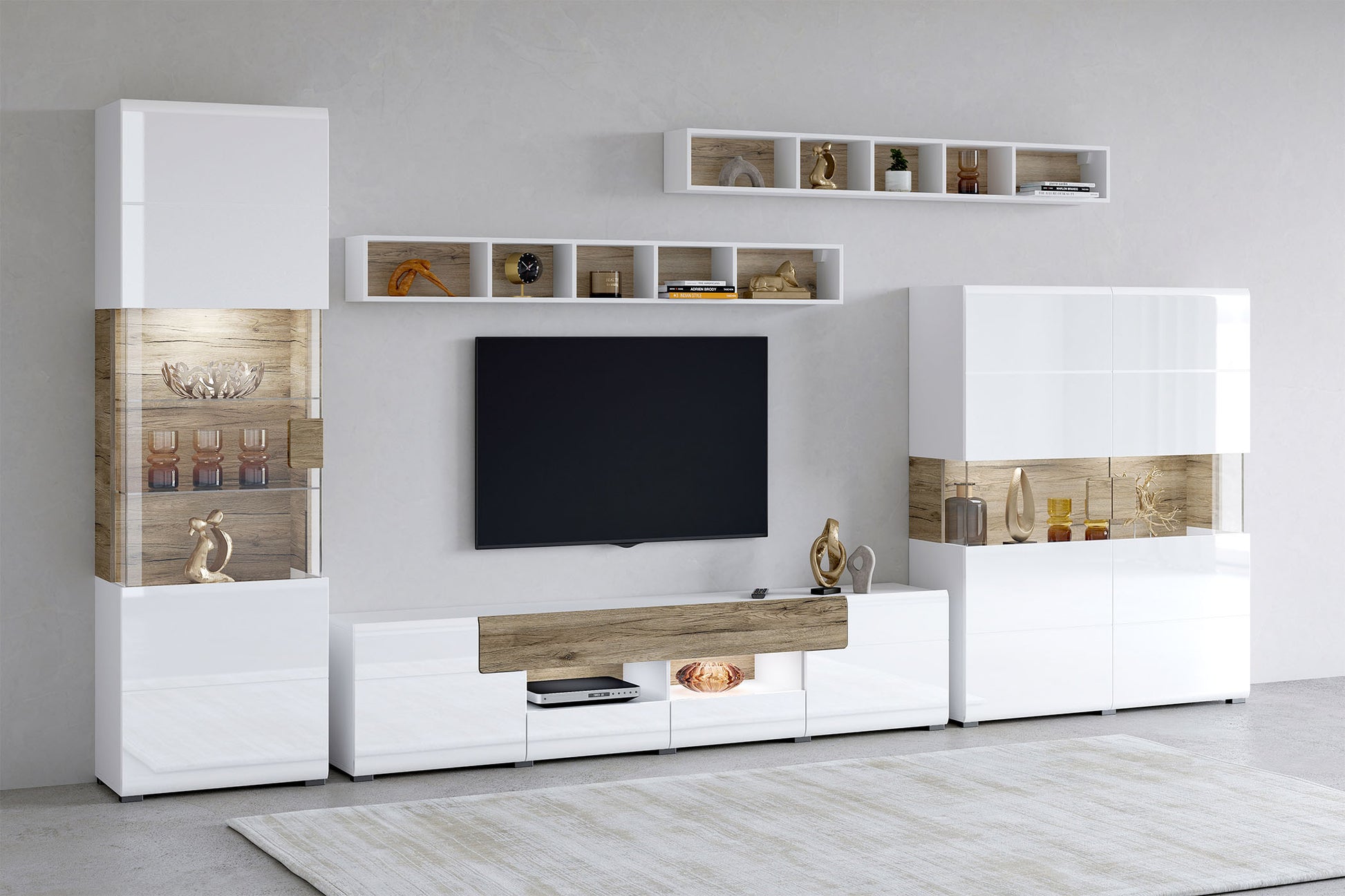 Kafijas galds Tola 110/60/39 cm balts/San Remo ozols - N1 Home
