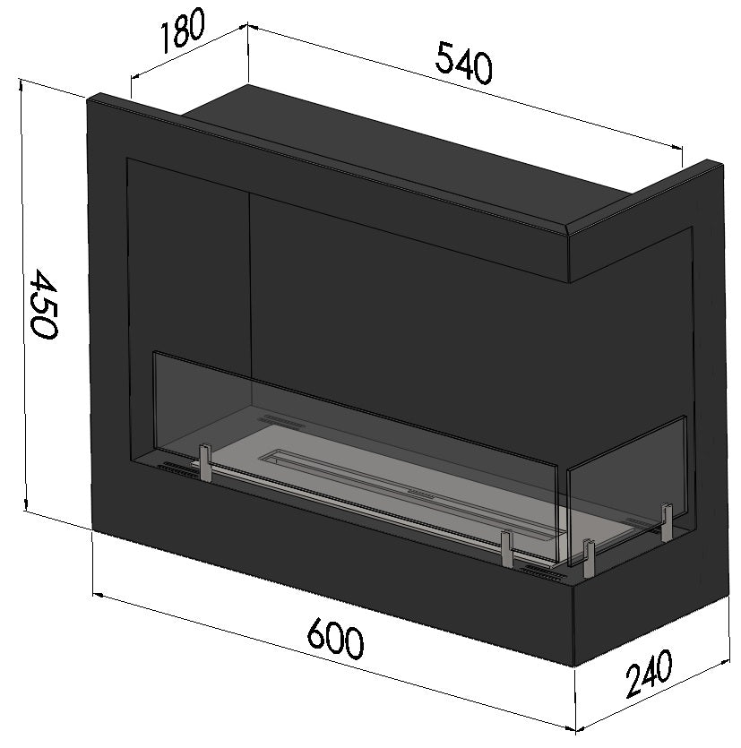 Biokamīns Cornia 60/45/24 cm melns - N1 Home