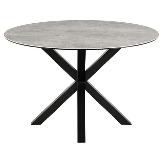 HEVE apaļš pusdienu galds pelēka Anista neapstrādāta keramika Ø119x75,5 cm