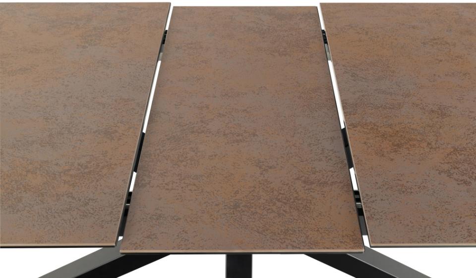HEVE taisnstūra pusdienu galds, rūsgani brūna Lemco neapstrādāta keramika 168/210x90x76 cm