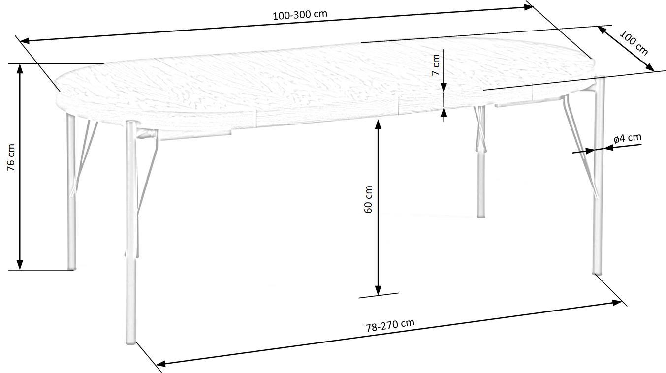 IN palīgāmams galds, dabīgs ozols - melns 100-300/100/76 cm