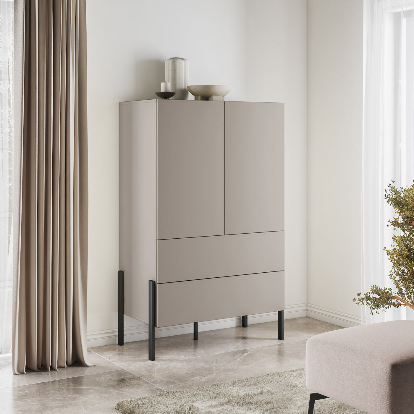 Kumode Jukka 94/150/50 cm kašmirs - N1 Home