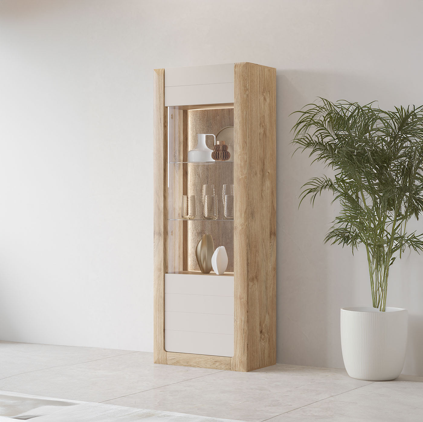 Skapis Kavasari 73/200/41 cm Hamilton ozols/melns