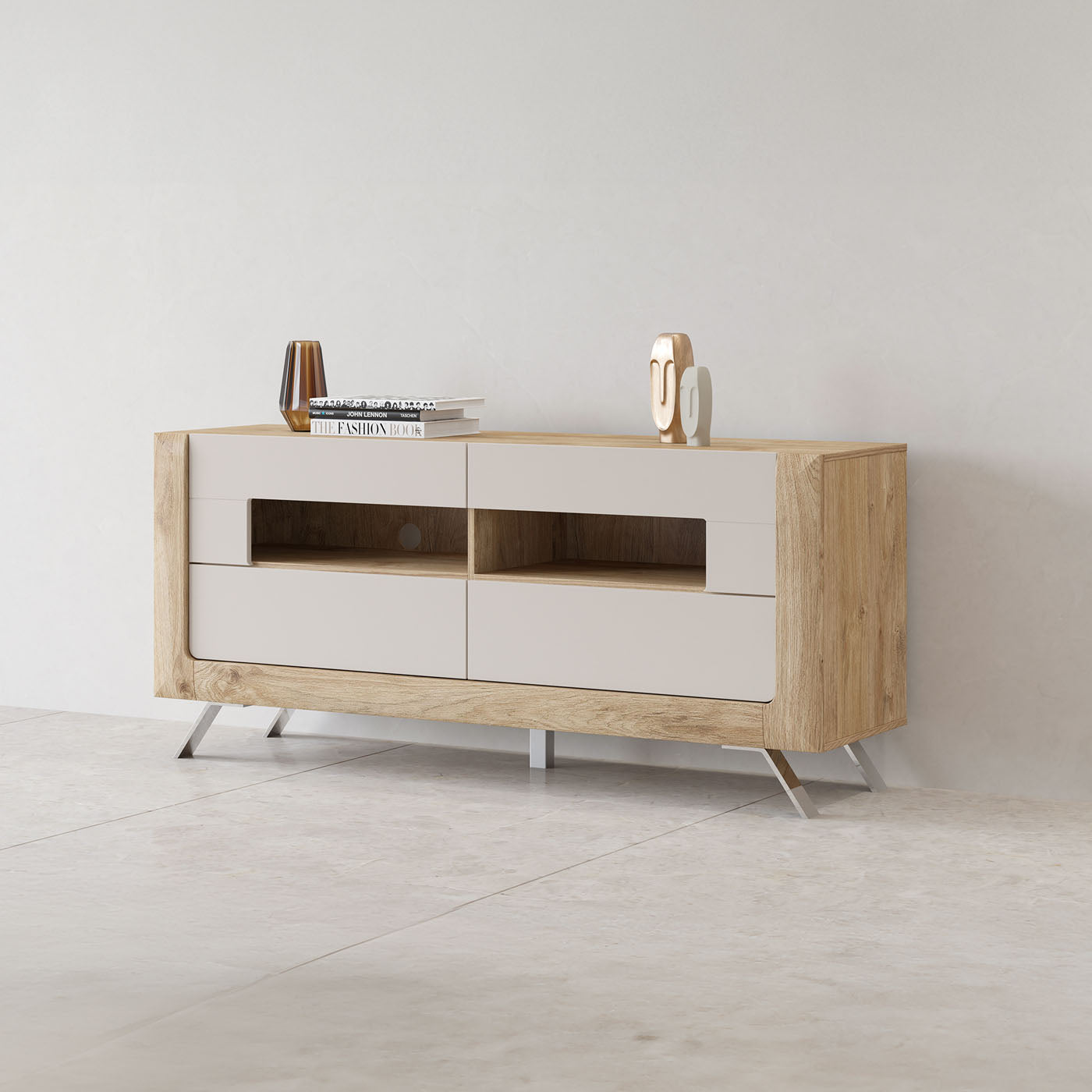 TV skapis Kavasari 161/48/73 cm Hamilton ozols/kašmirs