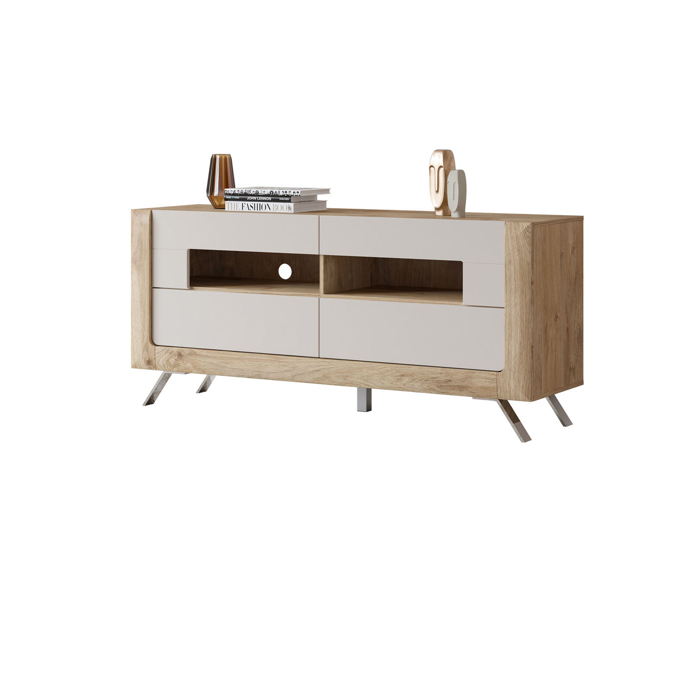 TV skapis Kavasari 161/48/73 cm Hamilton ozols/kašmirs