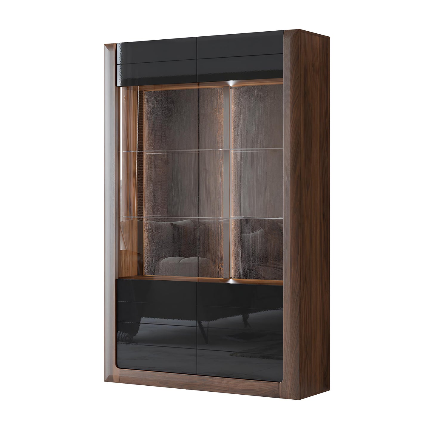 Skapis Kavasari 129/200/41 cm Kolumbijas valrieksts/melns