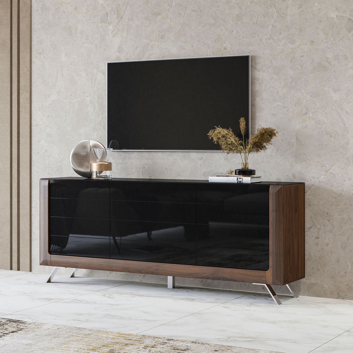 Kumode Kavasari 199/44/81 cm Kolumbijas valrieksts/melns - N1 Home