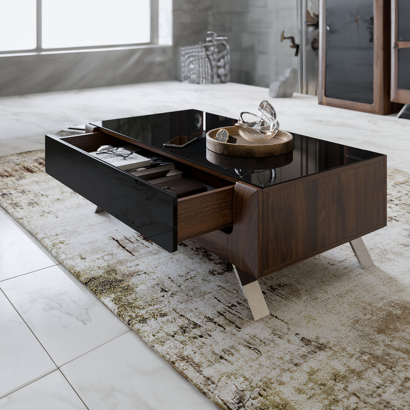 Kafijas galds Kavasari 110/45/65 cm Kolumbijas valrieksts/melns - N1 Home