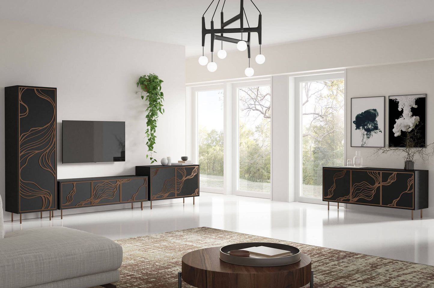 Kumode Maros 110/42/77 cm melns/zelts - N1 Home