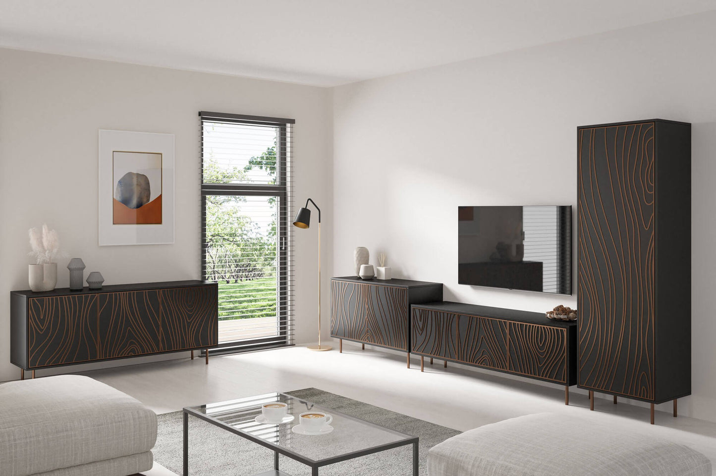 TV skapis Tivas 161/38/62 cm melns/varš - N1 Home