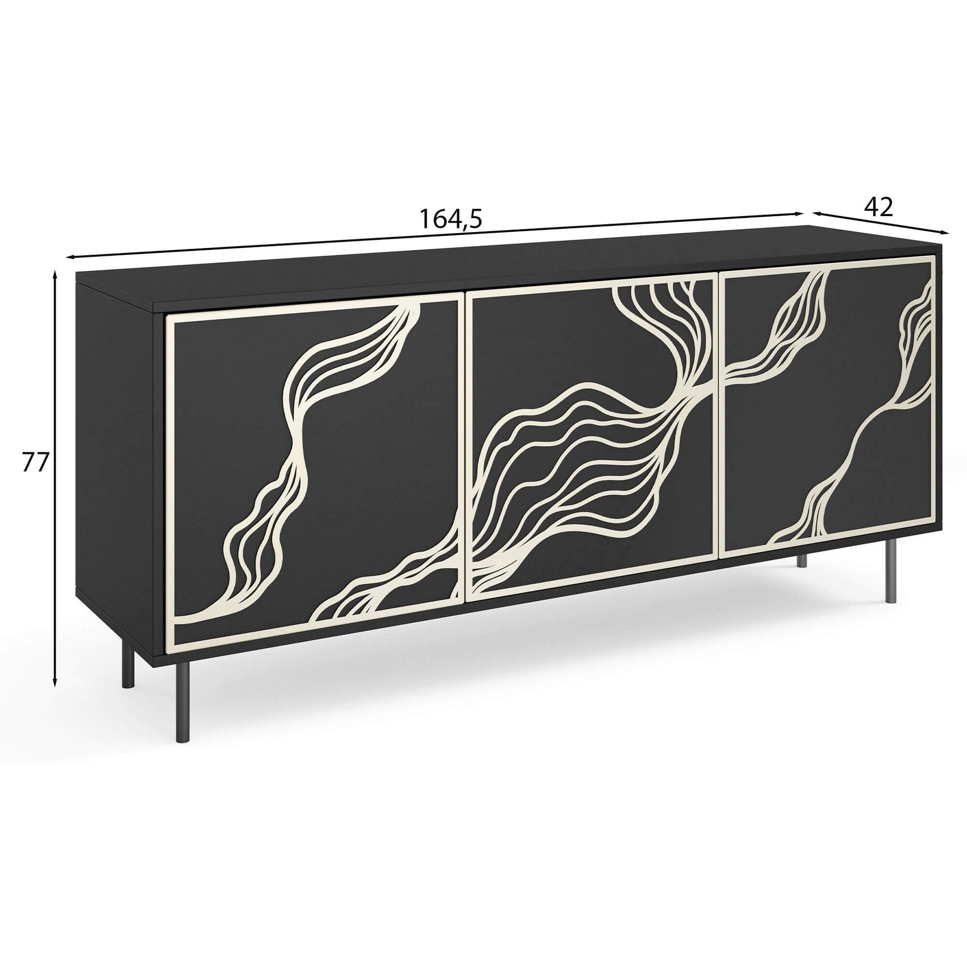Kumode Maros 164.5/42/77 cm melns/kašmirs - N1 Home
