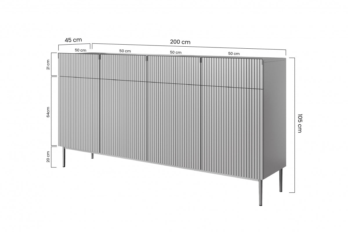 Kumode AUSTIN melnas kājas 200/105/45 debesjums zils