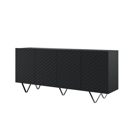 LUKKA kumodes 190/83 /42 cm melns/melns