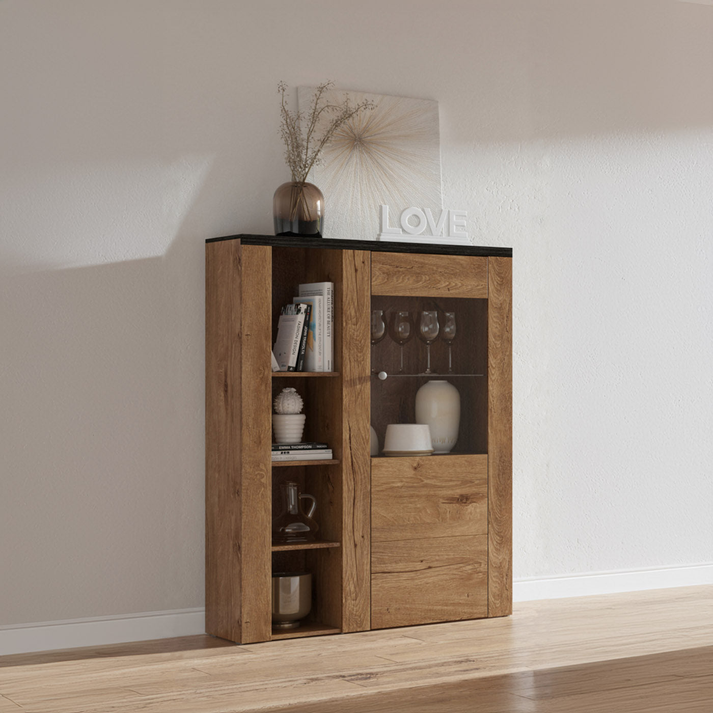 Skapis Laroš 100/37/145 cm touchwood/ satīna nusbaum