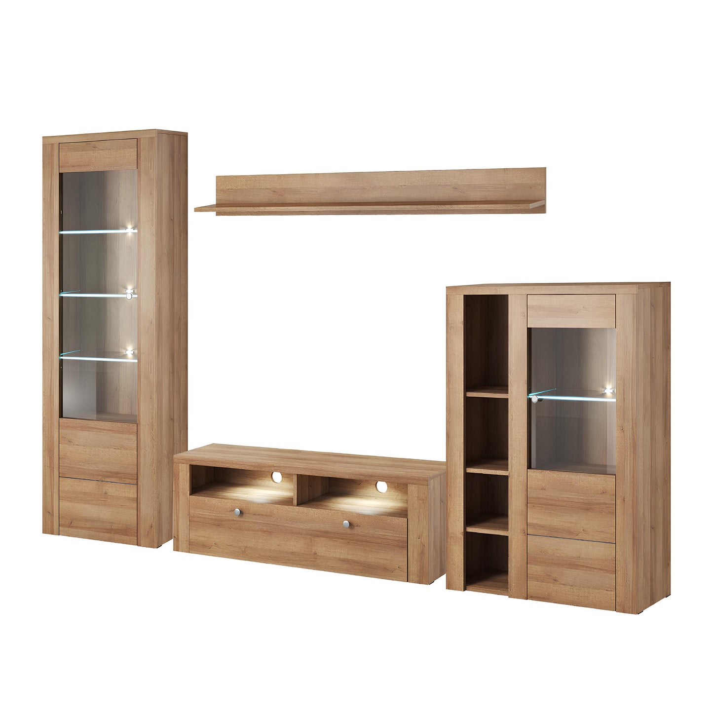 Sienas bloks Laroš 240+/206/37 cm Rivjēras gaišais ozols