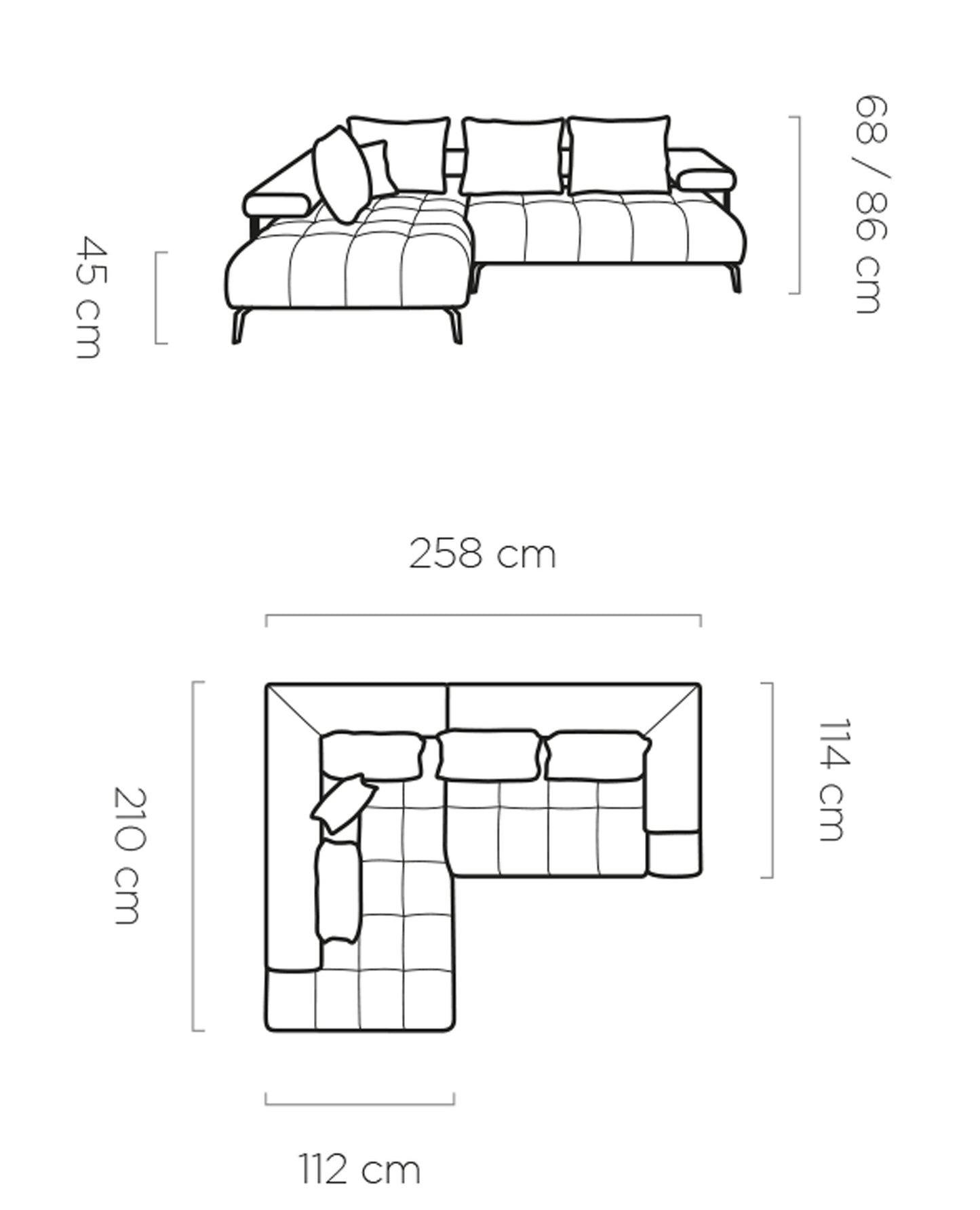 Dīvāns MAGNA 258/114/210 cm - N1 Home
