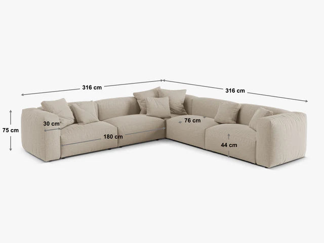 Dīvāns Martina Micadoni 316/75/316 cm Boucle Monpea Grey beige melange