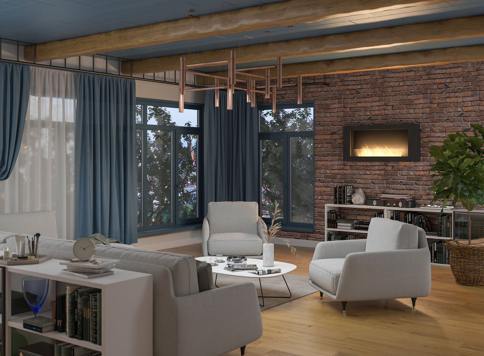 Biokamīns Mura 80/56/16;100/56/16/120/56/16 cm melns - N1 Home