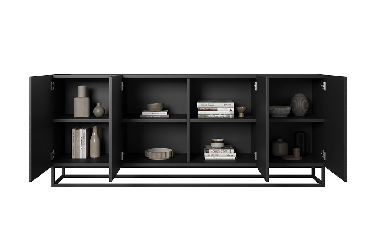 OSLO kumode ar metāla kājām 200/81/43 cm melns