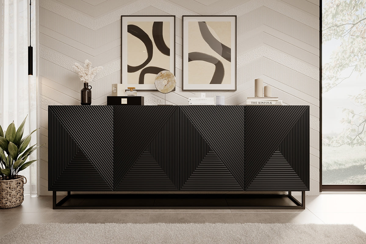 OSLO kumode ar metāla kājām 200/81/43 cm melns