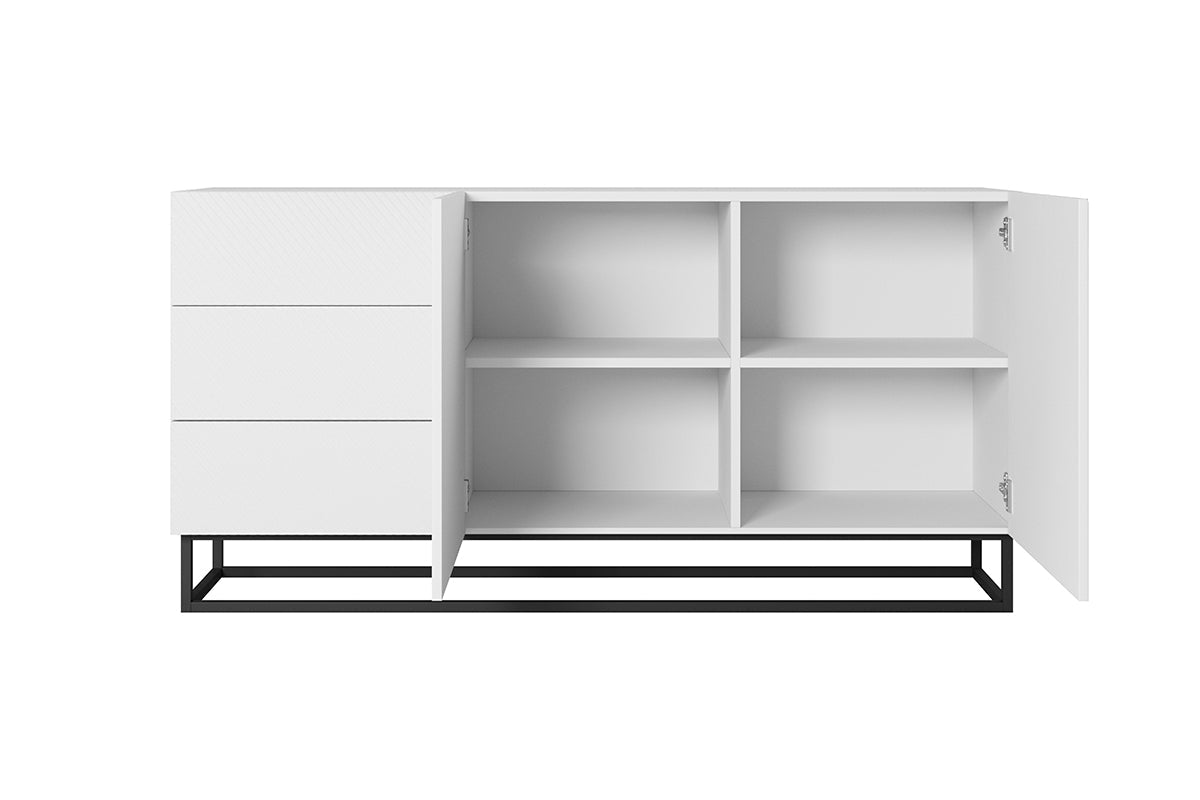 OSLO kumode un metāla kājas 167/81/43 cm matēts balts