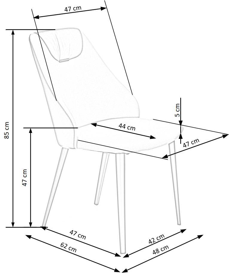 PT pelēks/dzēlts krēsls 48/62/85/47 cm