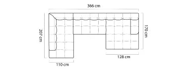 Dīvāns Cooku XL 366/207/86 cm balts - N1 Home