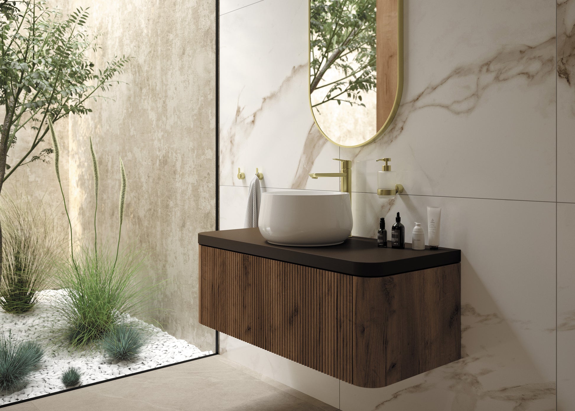 Izlietnes maisītājs, augsts Arnika 302 mm matēts zelts - N1 Home