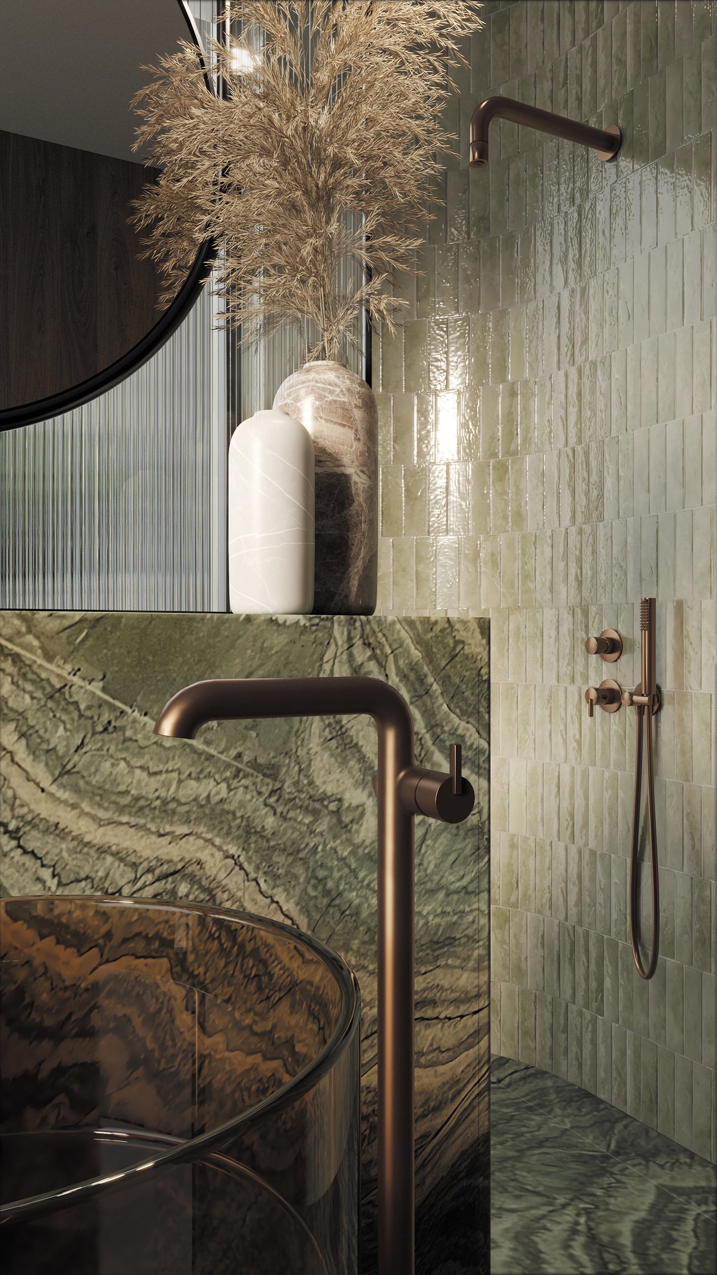 Izlietnes maisītājs, brīvi stāvošs Silia 1090 mm matēta bronza - N1 Home