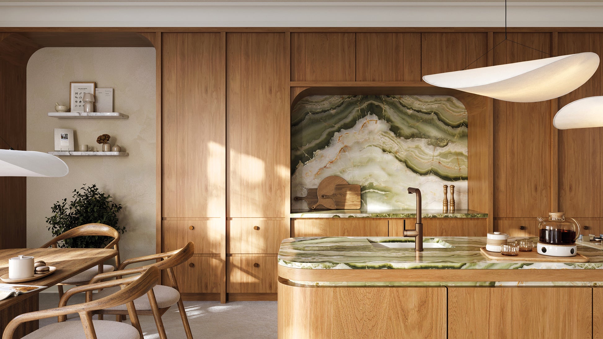 Virtuves jaucējkrāns ar izvelkamu snīpi MOMI 34,8 cm matēta bronza - N1 Home