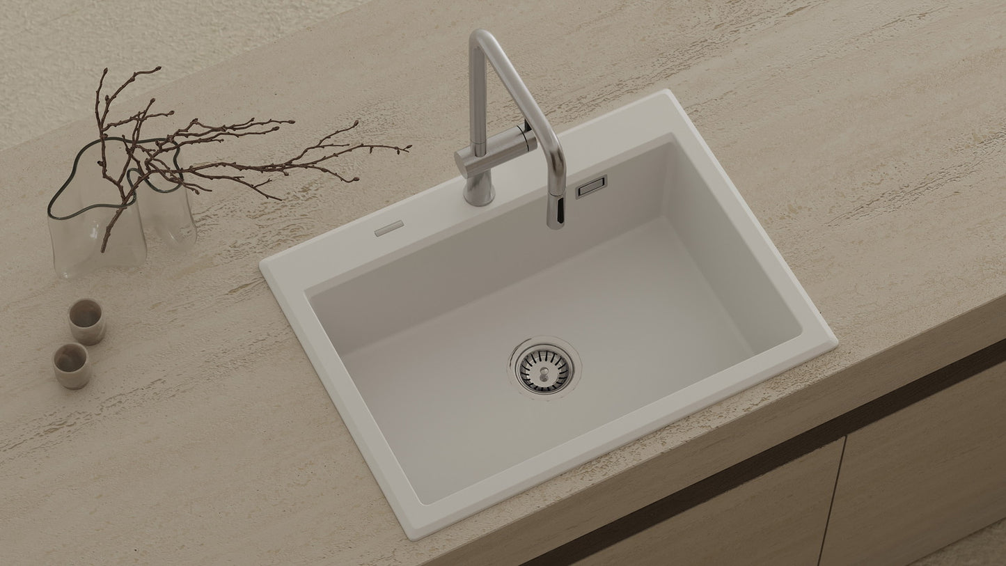 1-bļodas granīta izlietne Eridan 700 x 520 x 210 antracīta metāliska - N1 Home