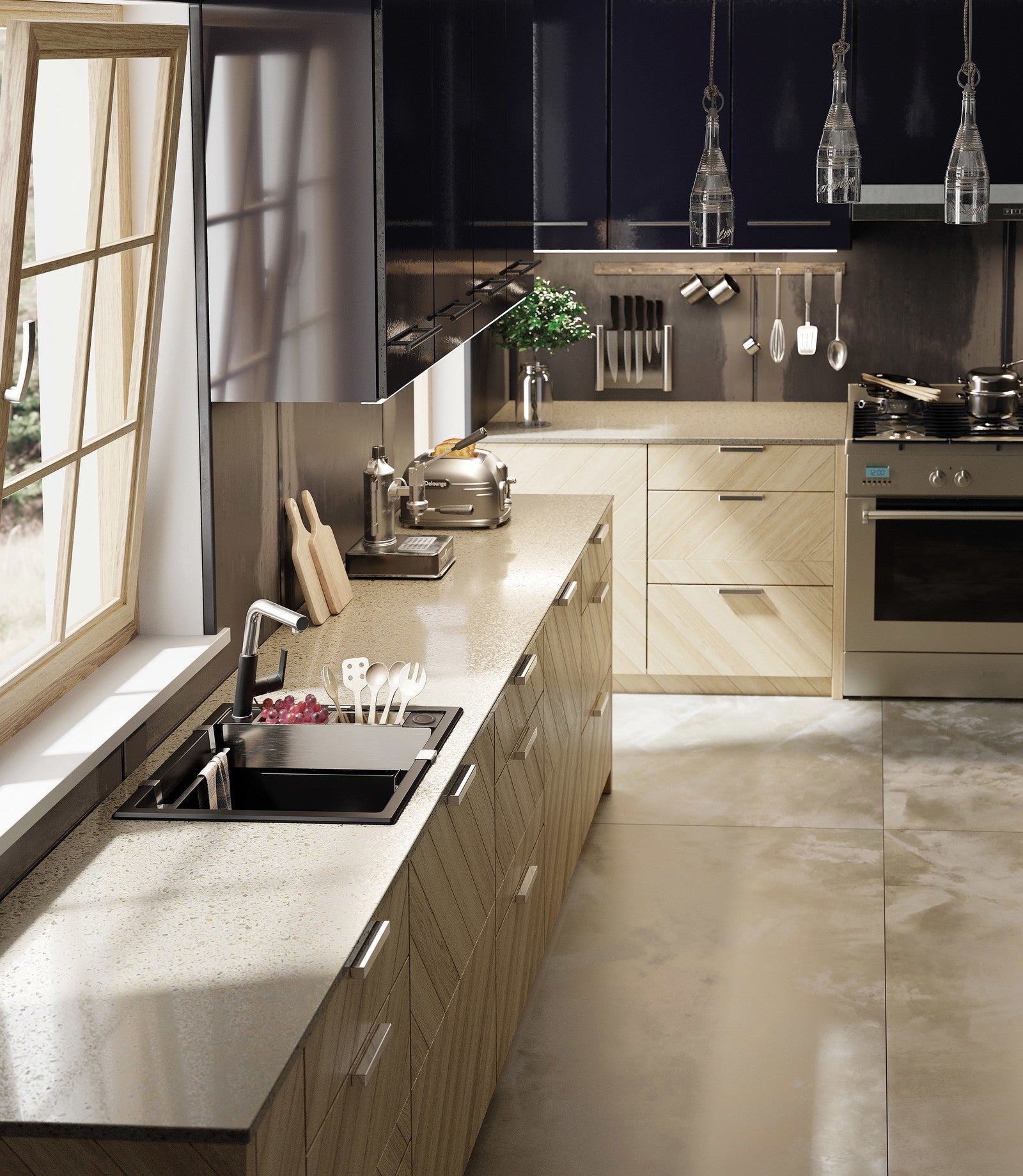 Granīta izlietne ar noteku Magnetic 640 x 500 x 219 nero - N1 Home