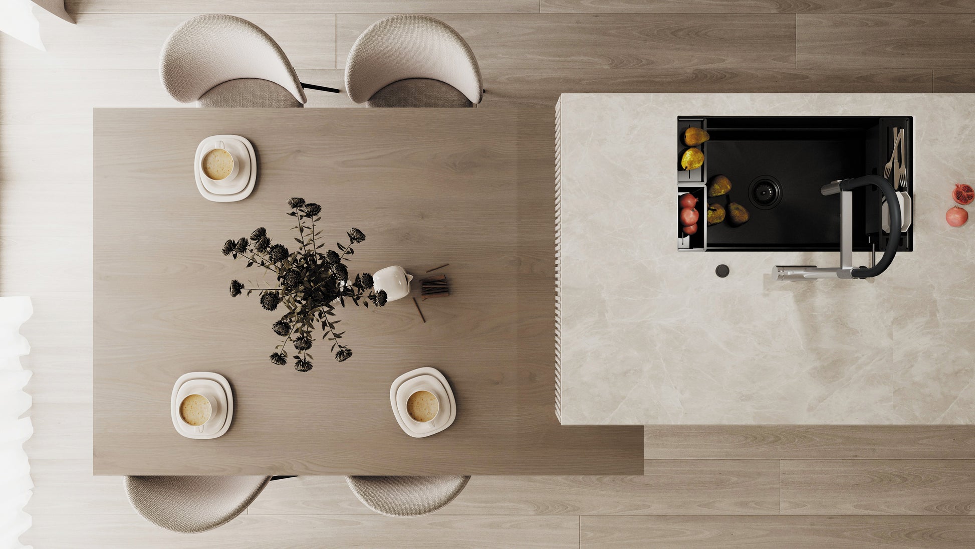 Virtuves jaucējkrāns ar ūdens filtra pieslēgumu un elastīgu snīpi Magnetic 549 mm nero - N1 Home