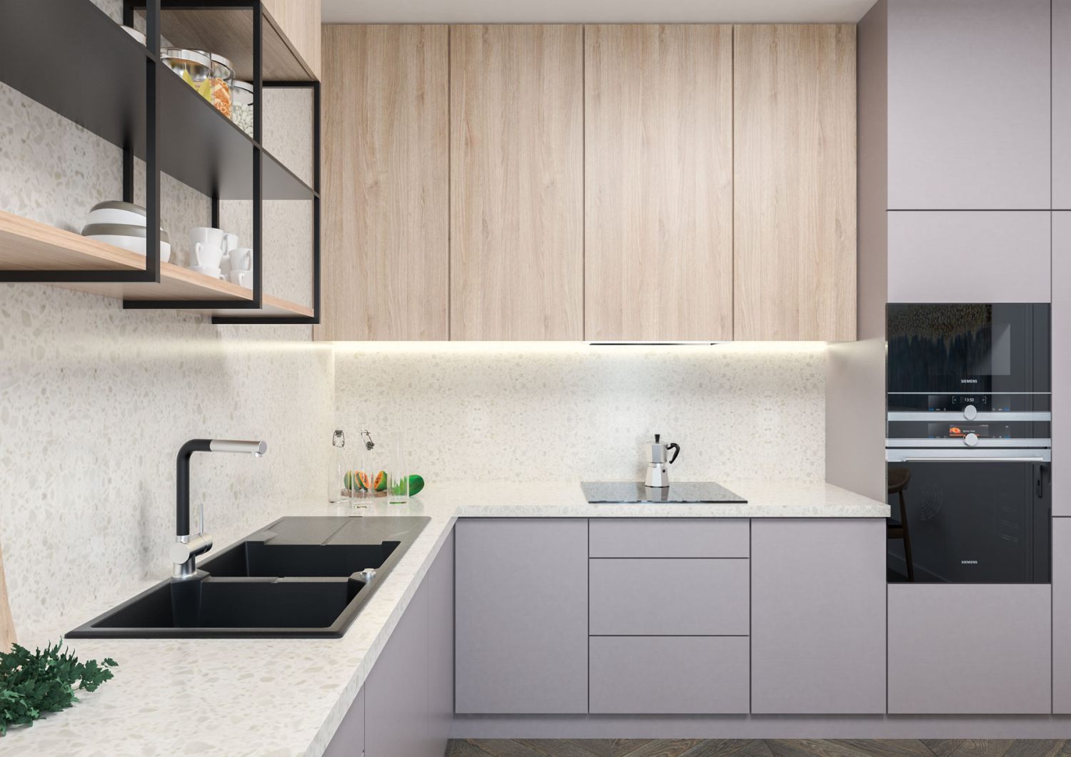 2 bļodiņu granīta izlietne ar notekcauruli Andante 1160 x 500 x 224 smiltis - N1 Home